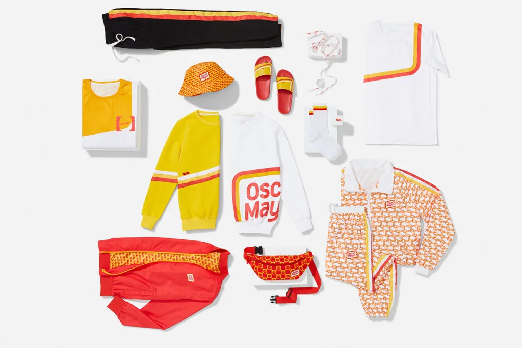 From mustard-yellow sweats to sausage-patterned bucket hats, the Oscar Mayer ‘Street Meat’ collection serves up fast food fashion. A bold take on streetwear—whether we asked for it or not