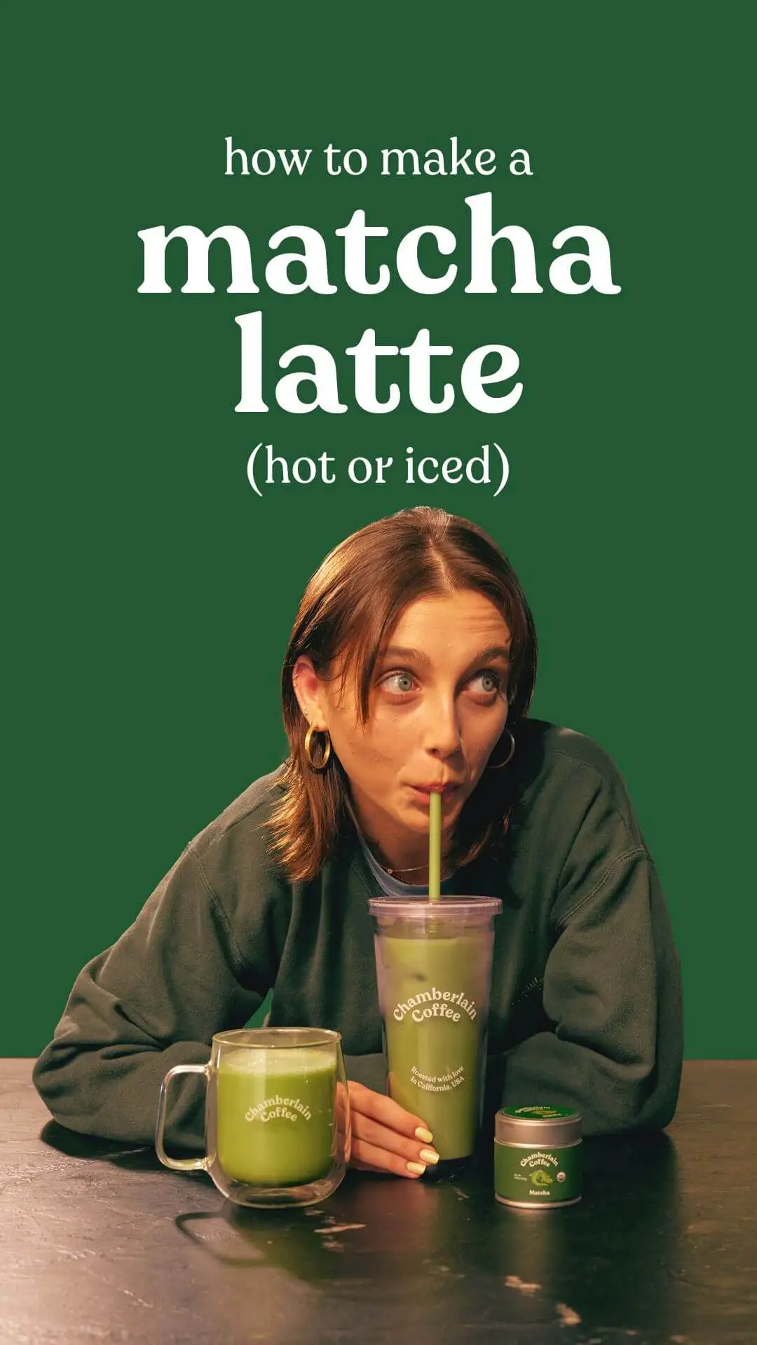  Emma Chamberlain holding a coffee mug in a cozy kitchen setting, promoting Chamberlain Coffee with warm lighting and soft rom-com aesthetic.