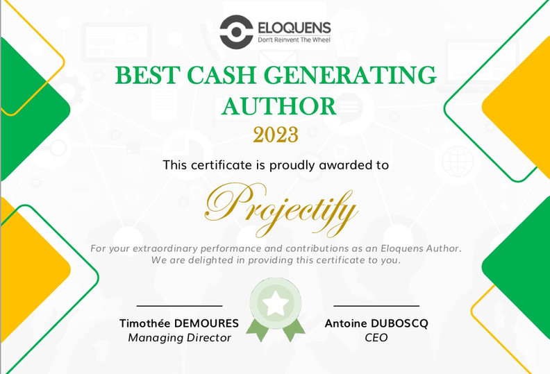 Projectify Best Cash Generating Author Award 2023 Eloquens.com
