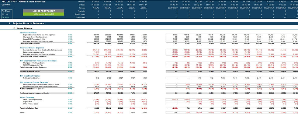 Thumbnail: IFRS 17 Financial Projection Model balance sheet