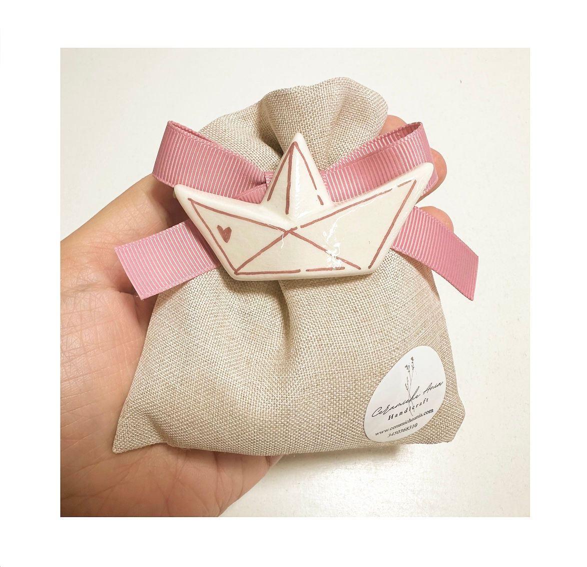 Bomboniera Barchetta di carta magnete versione rosa