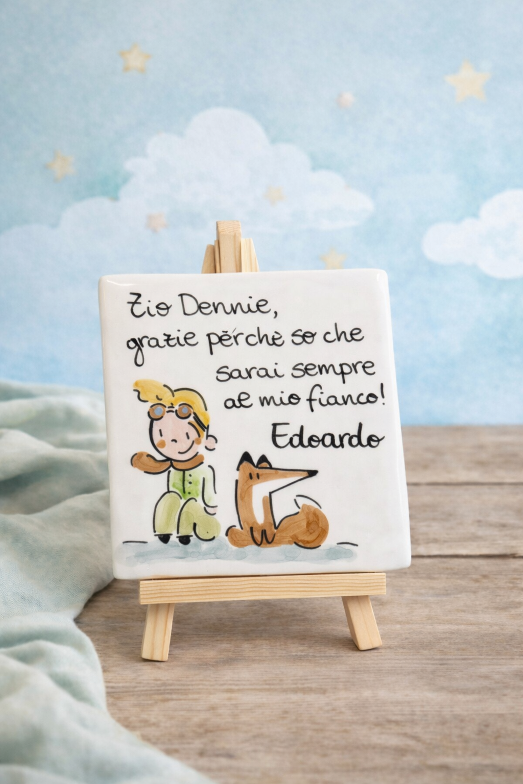 Carreau Cadeau Marraine/Parrain du Petit Prince avec Colombes