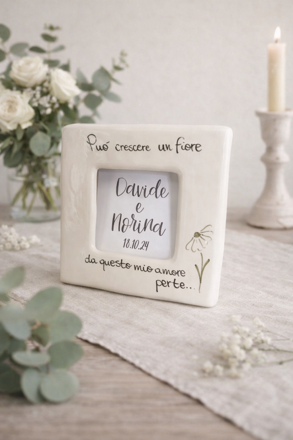 Bomboniera Porta foto “ puó crescere un fiore”misura11x11