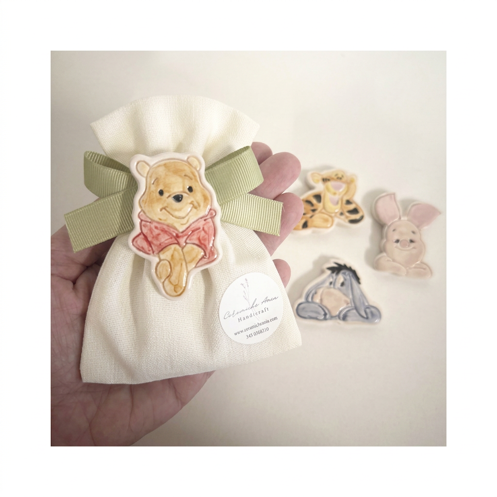 Bomboniere sacchettino in cotone con magnete Winnie the Pooh 