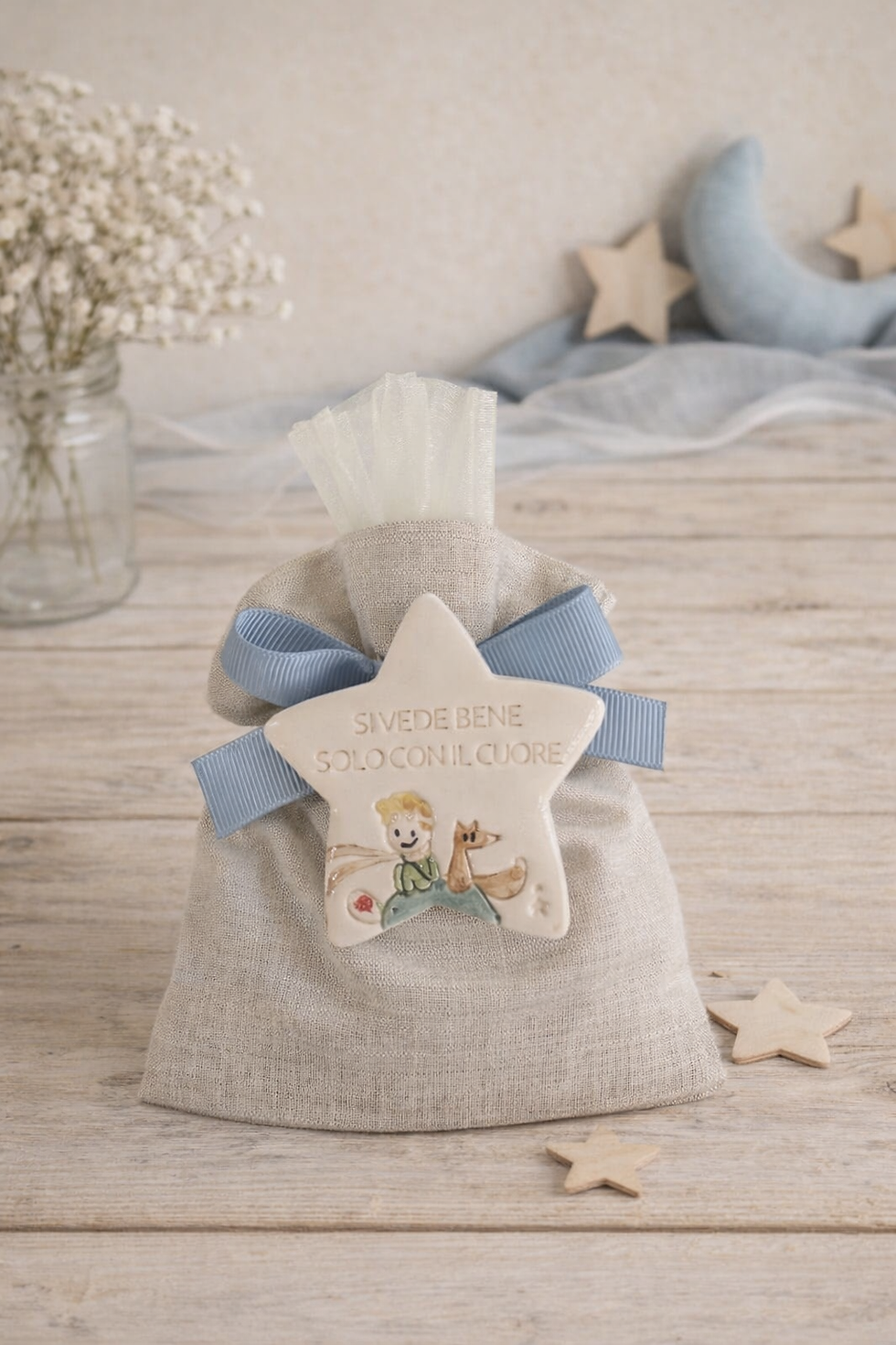 Miniatura: Bomboniera sacchettino stella piccolo principe magnete 