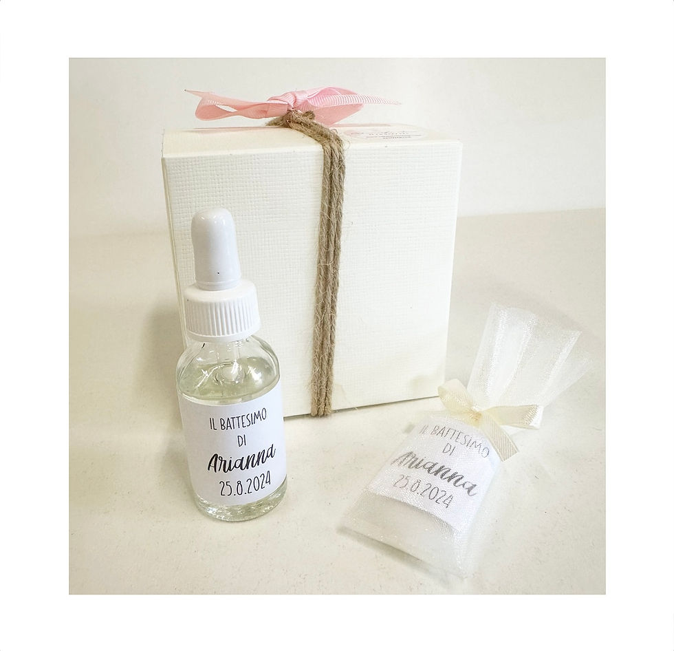 Miniatura: Bomboniera Profumatore Palloncino con nome e Arcobaleno rosa giallo e verde 