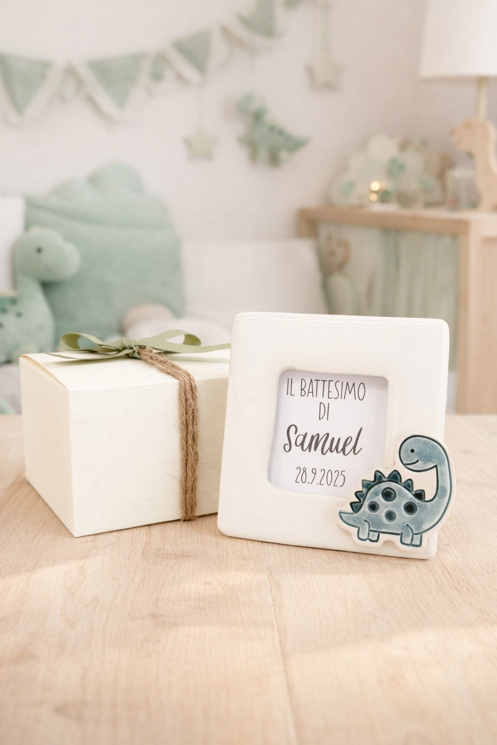 Bomboniera Porta foto dinosauro 11x11