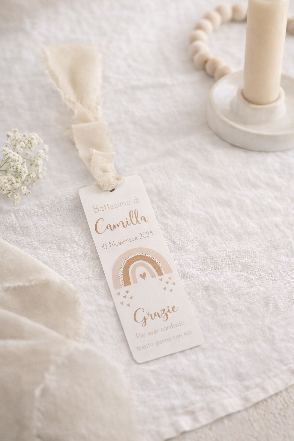 Miniatura: Segnalibro Segnaposto ringraziamento arcobaleno