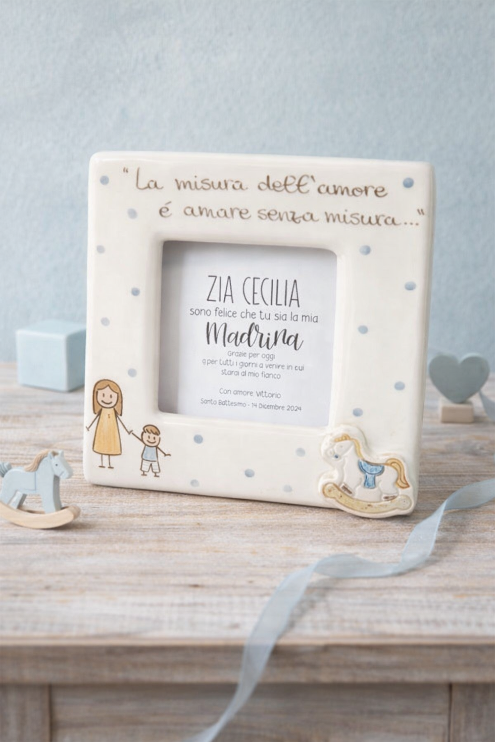 Miniatura: Porta foto Cavalluccio a Dondolo Regalo Padrino/madrina 20x20