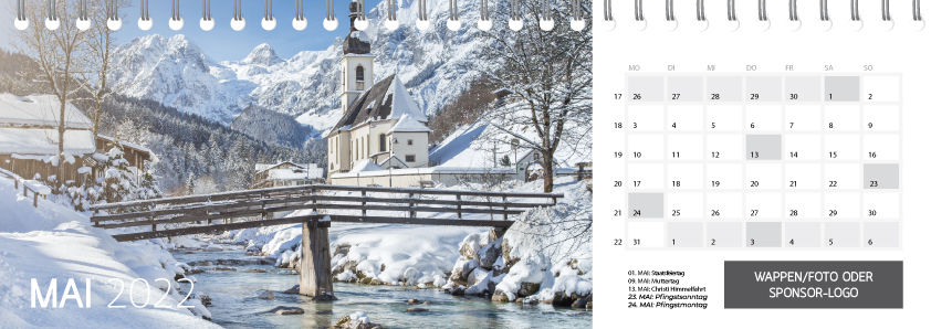 Miniaturbild: TISCHKALENDER 297 x 105 mm mit Spiralbindung - INKL. GESTALTUNG