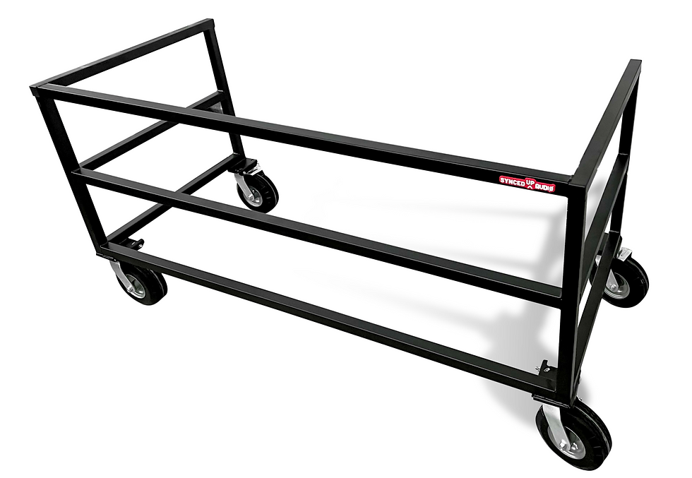 Synced Up Audio AUX1 marching field frame auxiliary accessory percussion cart angled front view