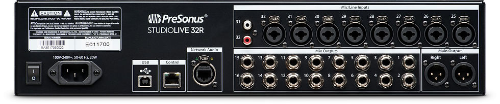 Presonus studiolive 32r digital rack mount mixer rear view