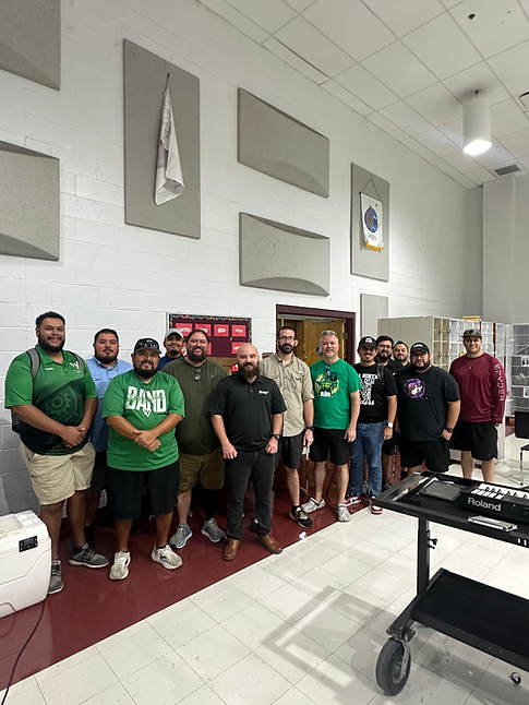 Band directors with Andrew Werst at a Microphonic Designs audio clinic.