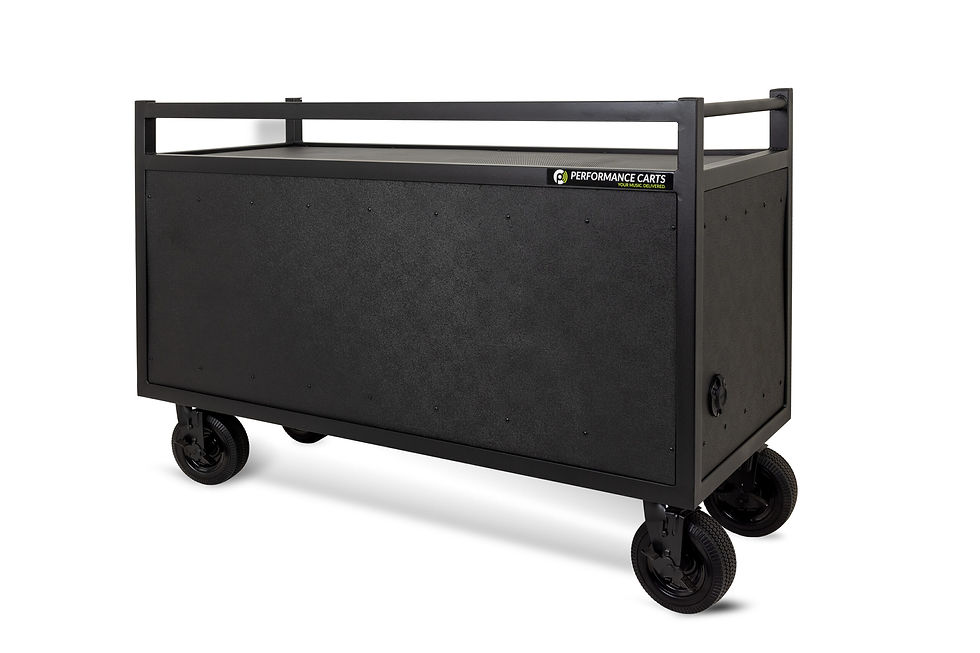 Performance Carts PCK-100e partially enclosed synth cart front-right angle