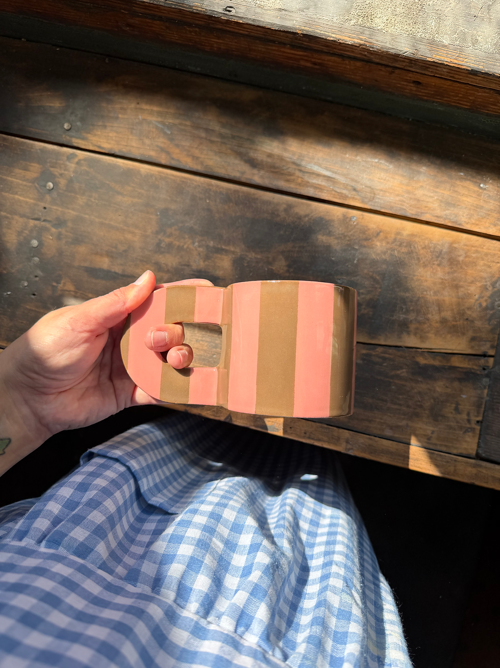 Miniaturbild: Good Mood Stripes rosa/braun groß