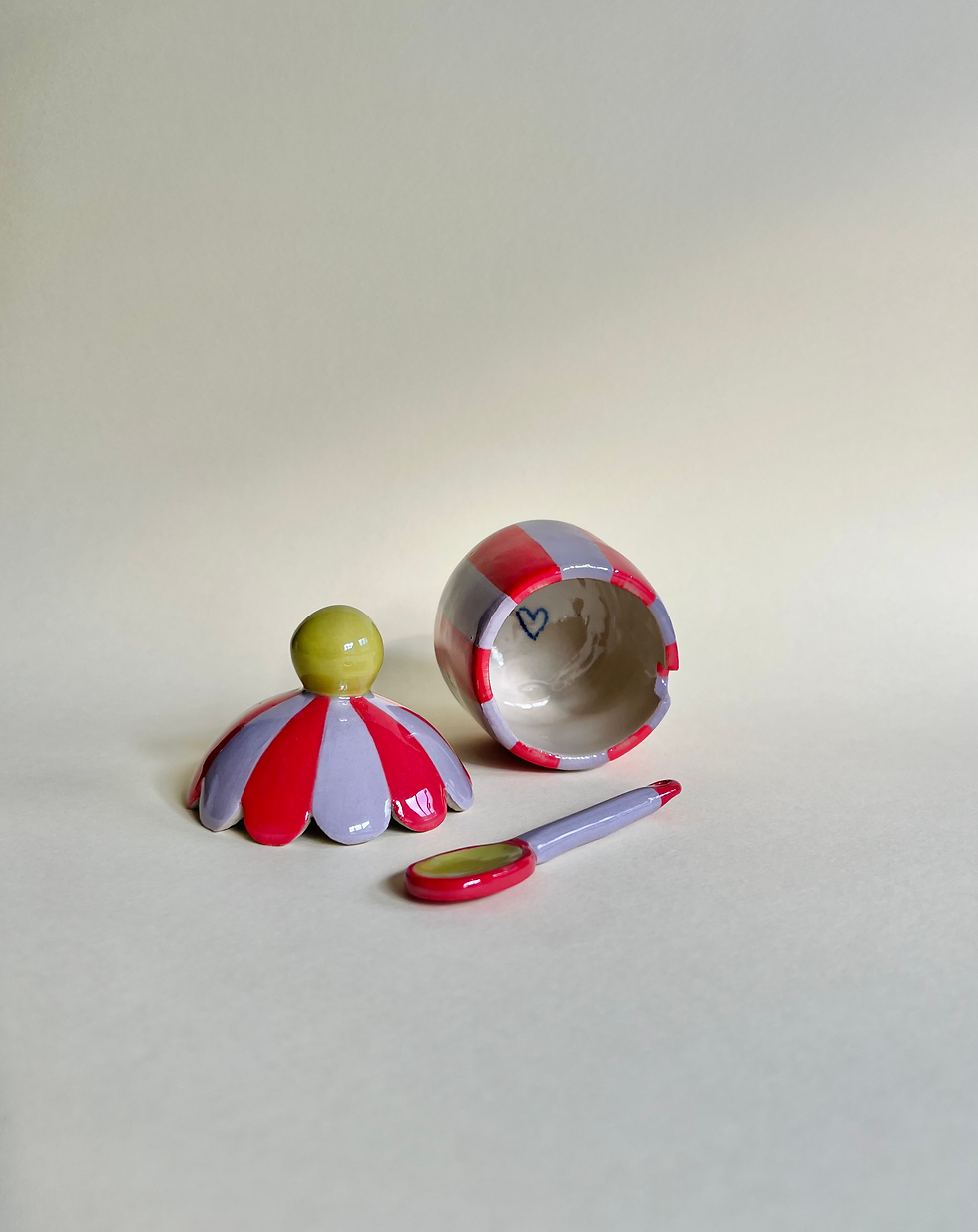 Miniaturbild: Zuckerdose rot/lavendel