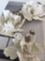 Thumbnail: Set of 3 White and Platinum Porcelain Parrot Tulip Blooms