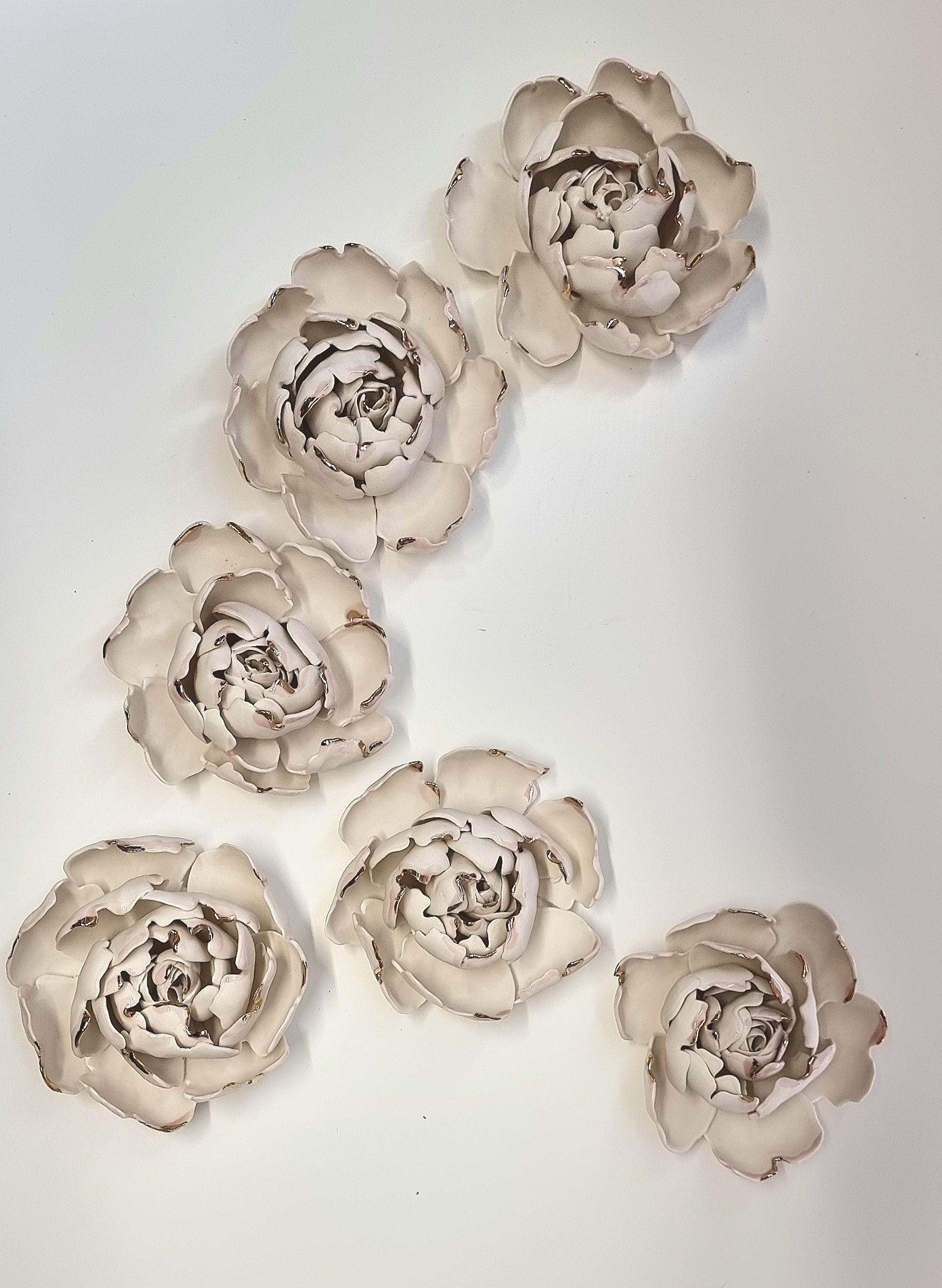 Classic Peonies - Set of 3 Porcelain Flowers 
