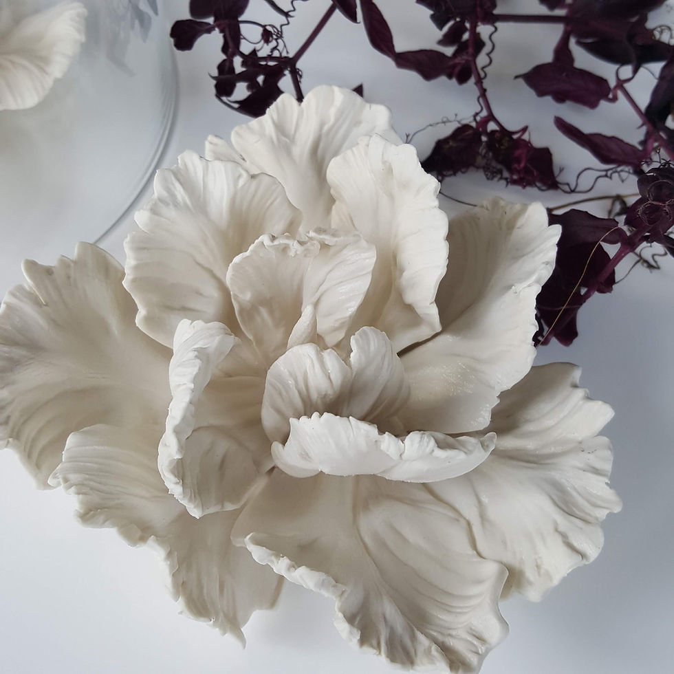 Thumbnail:  Set of 5 White Porcelain Parrot Tulip Blooms