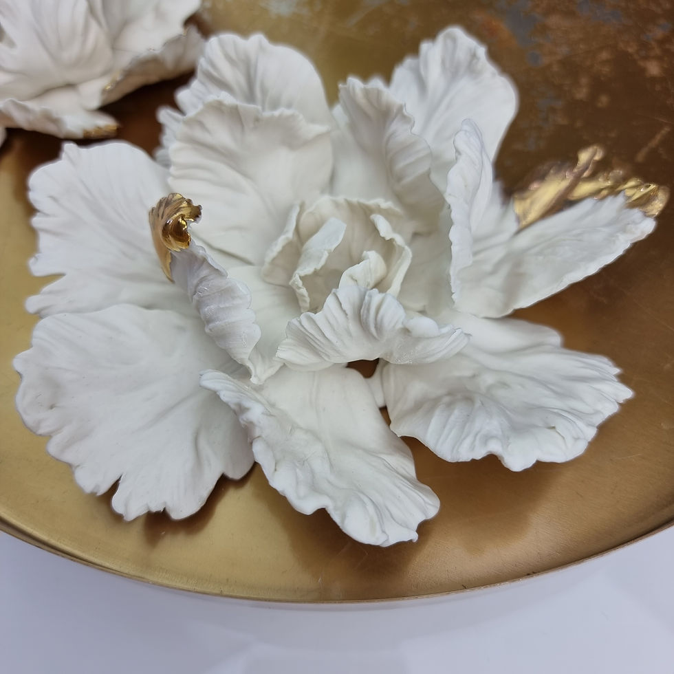 Thumbnail: Large Parrot Tulip - White & Gold  Porcelain Wall and Table Decor