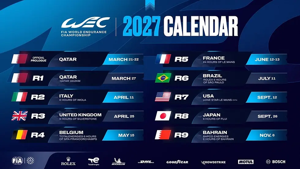 the 2027 FIA WEC Calendar