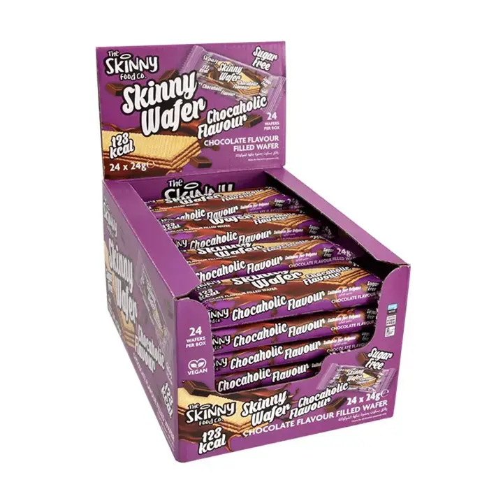 Bulk box of Skinny Food Co Chocaholic Zero Sugar Wafers