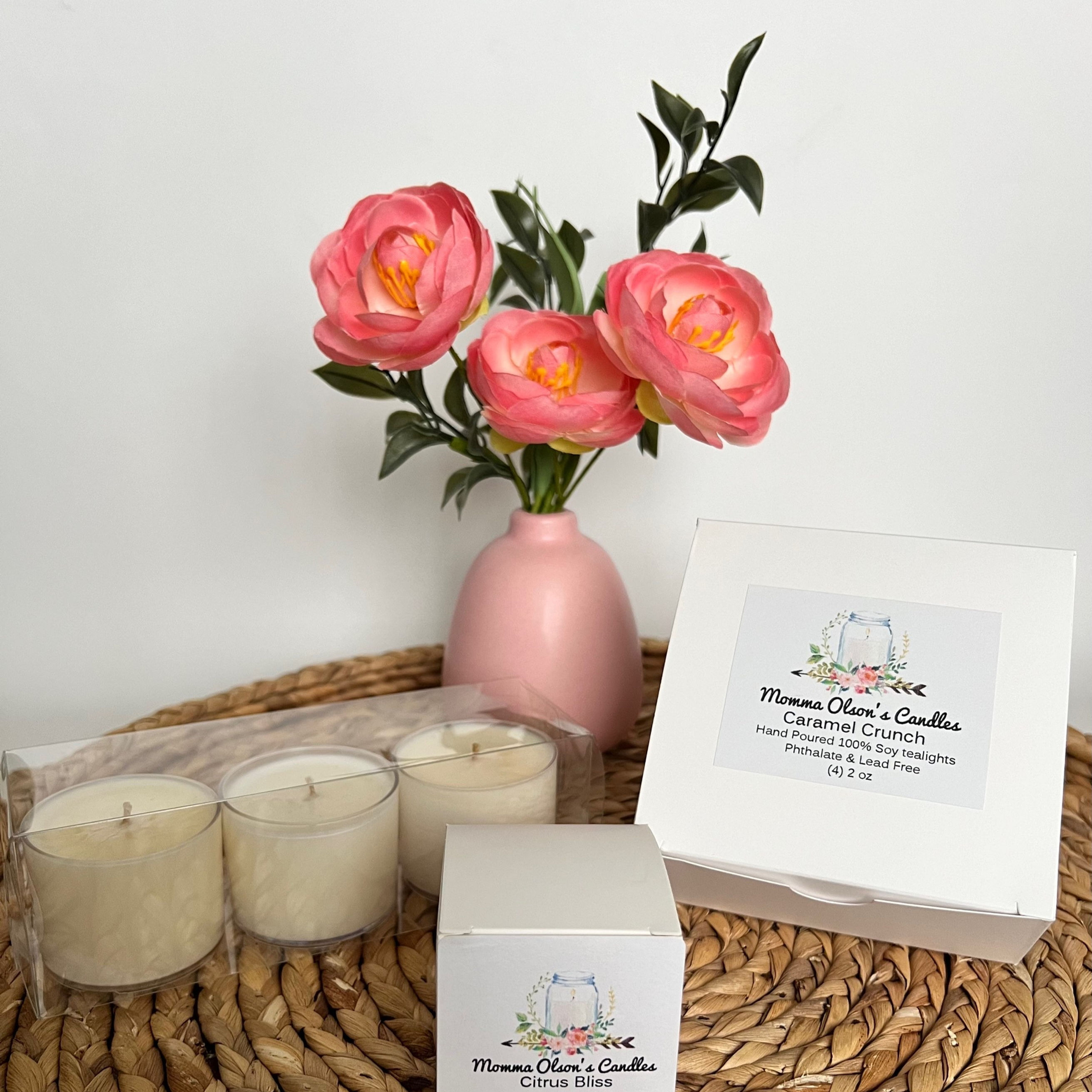 1, 3 or 4 count of 2oz 100% Soy Wax Tealight Hand Poured - Phthalate & Lead Free