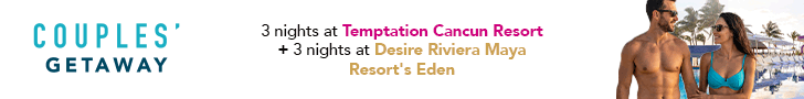 Pine4play couples getaway at Temptation Cancun and Desire Riviera Maya with promo code PINEDEAL