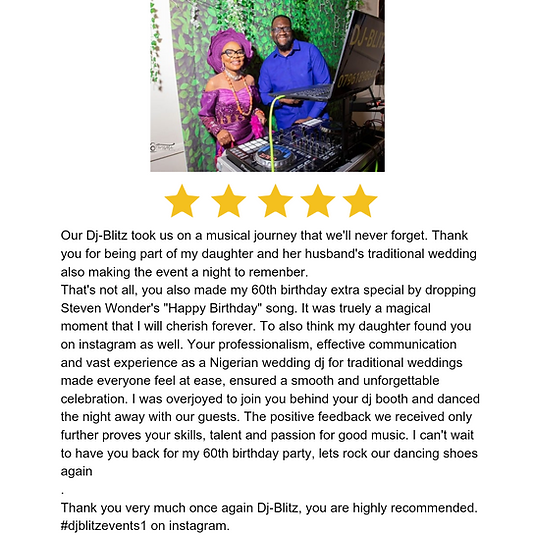 Nigerian Wedding Dj In London, Reviews, Dj-Blitz