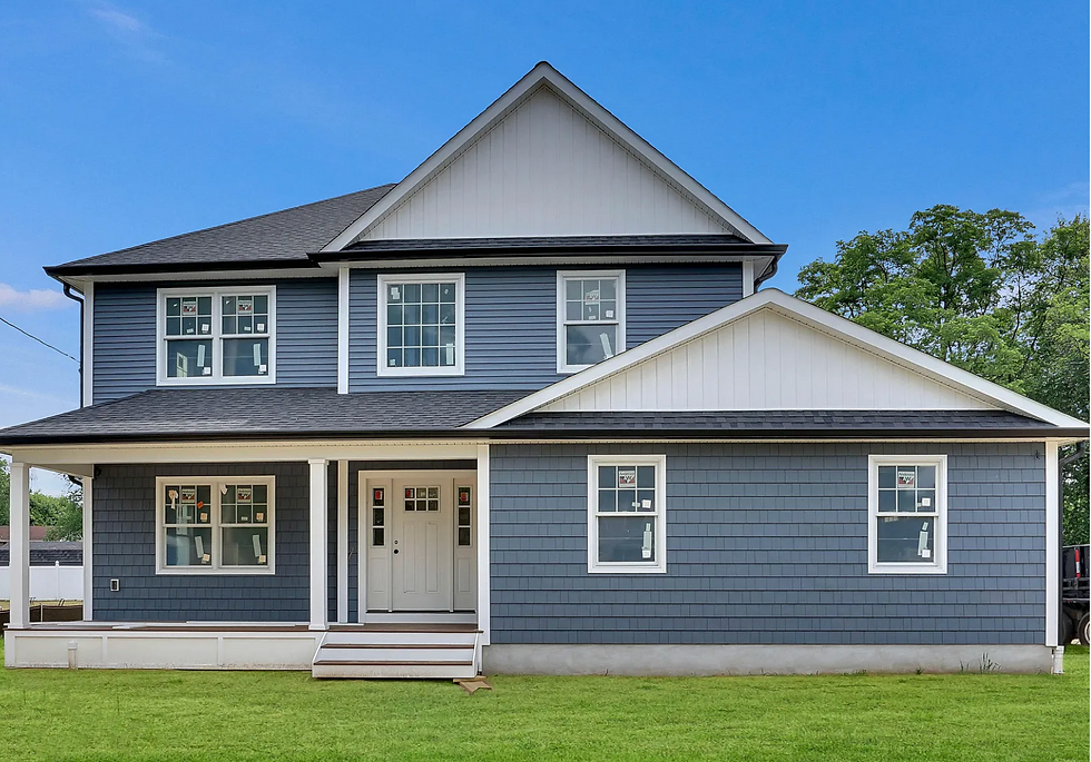 Modern blue two-story home among sold properties