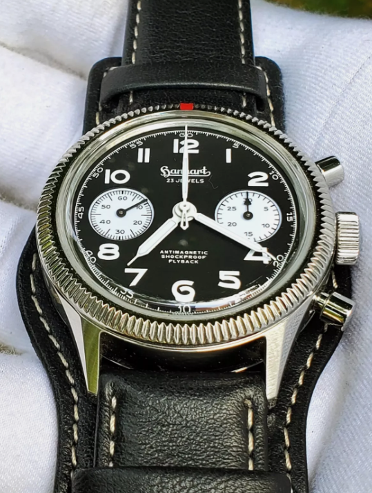 Thumbnail: Hanhart Pioneer 417 ES 1954 Flyback Reverse Panda 39 HAN1020 Chronograph.