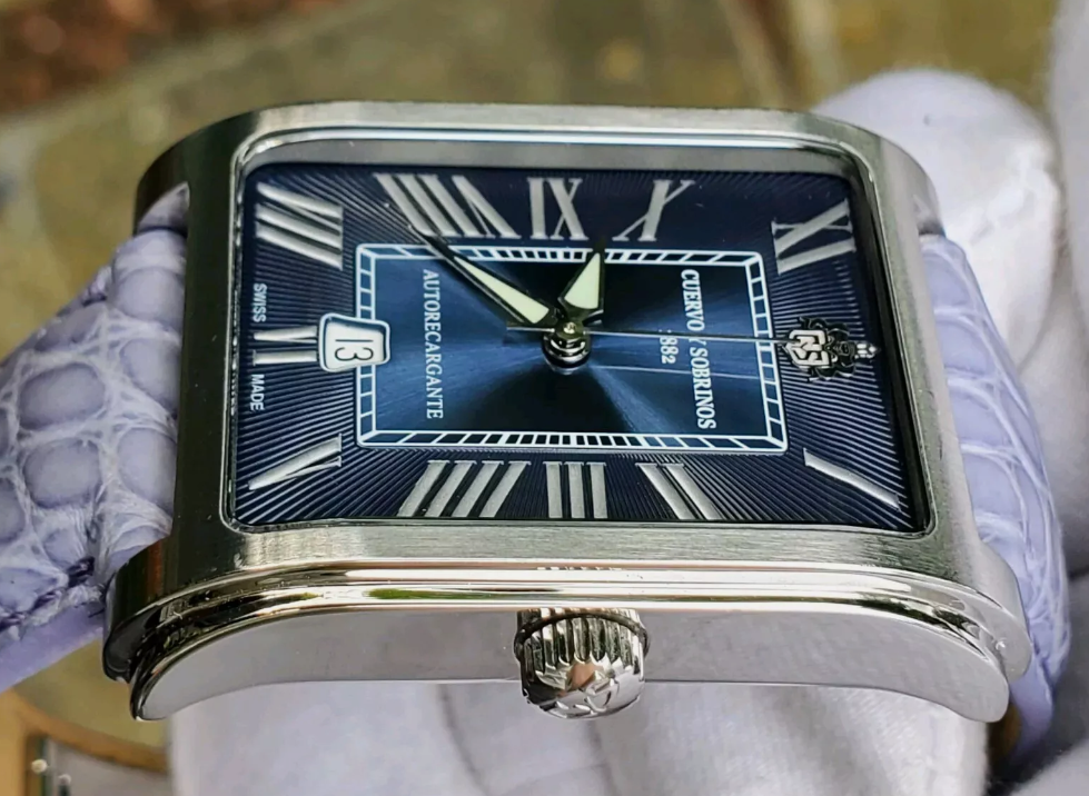 Thumbnail: Cuervo Y Sobrinos Prominente Clasico Ref 1015.1RB Stunning Blue Dial Auto Watch