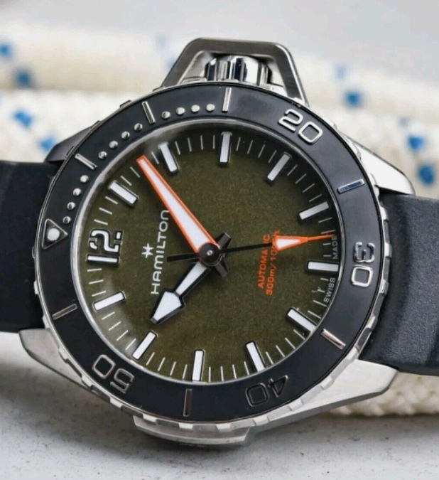 Thumbnail: Hamilton Khaki Navy Frogman Automatic 41mm Green Dial.Brand New Normal RRP £1145