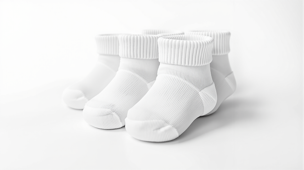 Baby socks 6-pack on white background (angled view)