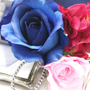 サムネイル： ヘッドドレス（髪飾り）バラとブルーのチュール