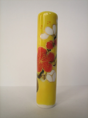 京都・東哉製】梅華・紅白／梅の花・置物（修復品） 京都 東哉