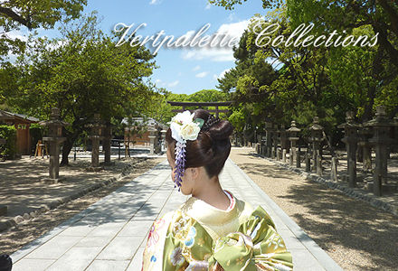 サムネイル： HA034：パープル系の下がりが入った粋な髪飾り(コーム)