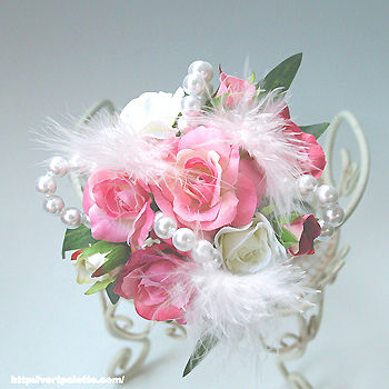 サムネイル： バラとフェザーの髪飾り(Uピン)