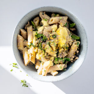 Creamy mince penne pasta