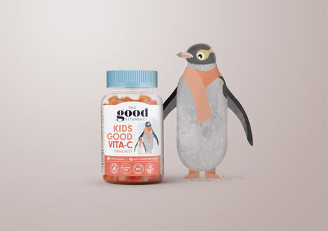 The Good Vitamin Co. packaging design, branding and kid charater illustrations by Hannah Gordon Design. The Good Vitamin Co has grown to be New Zealand's best and most loved gummie health supplement brand for kids and adults. Together we are branding and designing your wellbeing for your future wellness. 