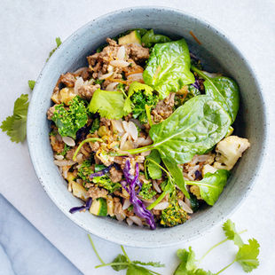 Orzo pasta & mince stir-fry