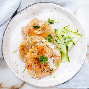 Salmon flatbread fritters