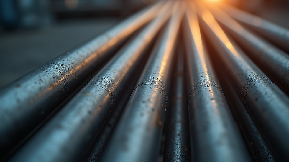 Close-up view of steel rods with anti-corrosion coating
