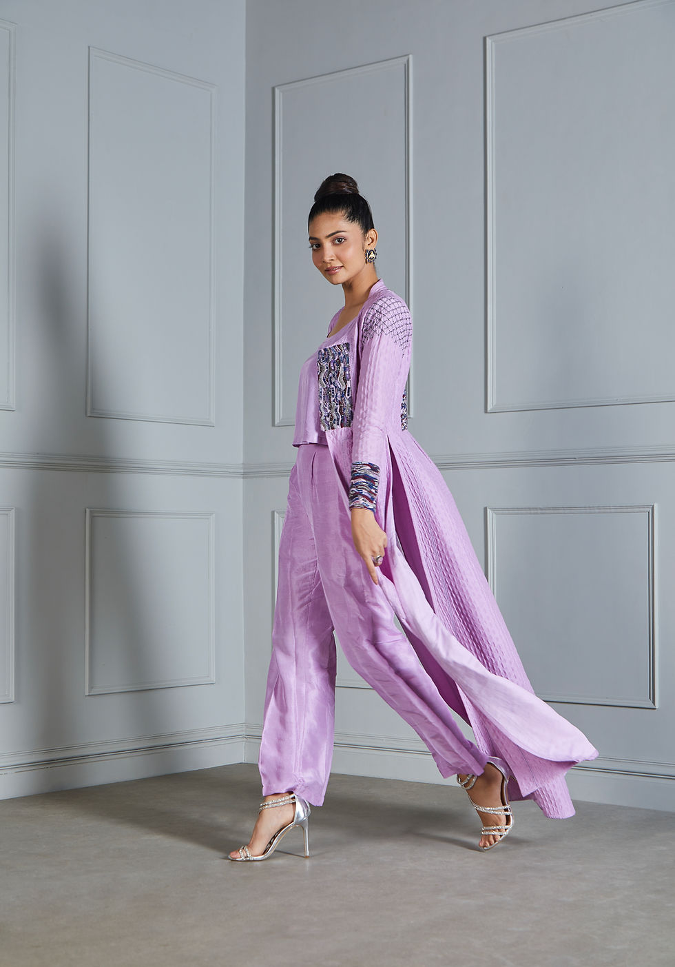 Thumbnail: MANSI Silk Long Jacket with Camisole