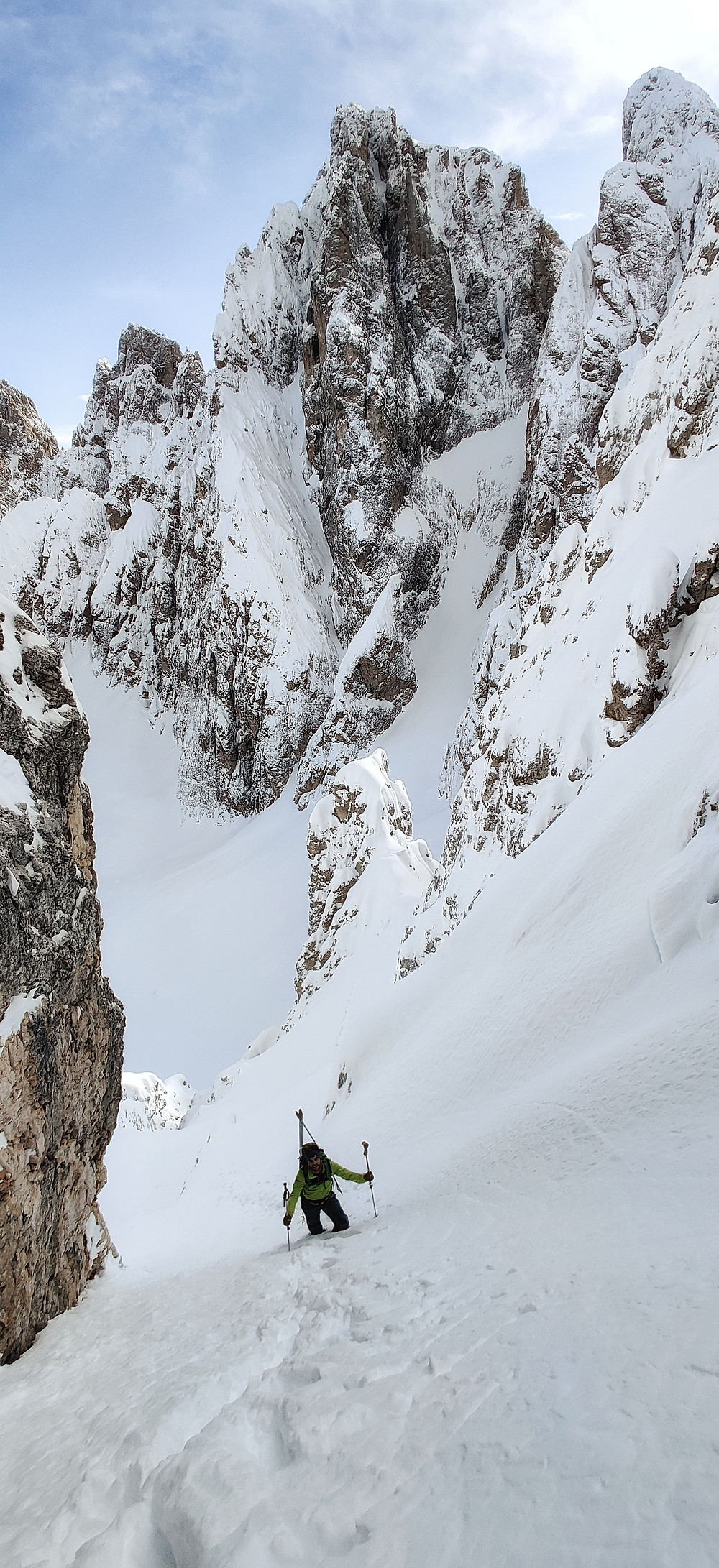 Skitour Plattkofel Nordrinne Südtirol Dolomiten Rinne