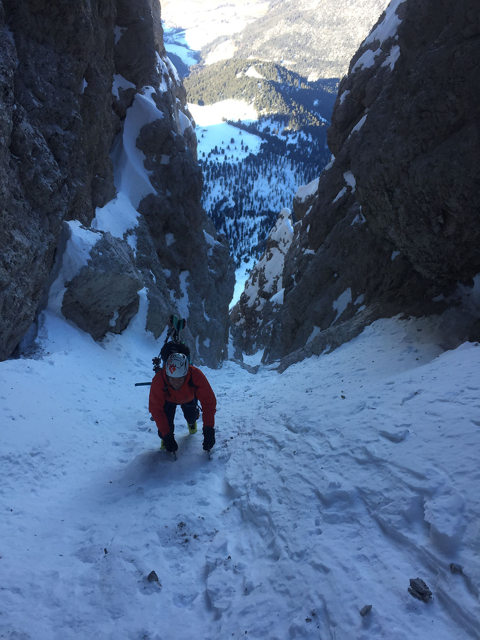 Sas Rigais Nordwestrinne Skitour Dolomiten Mittagsscharte Sass Rigais
