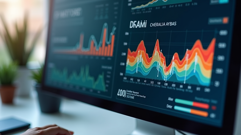 Close-up view of a data analytics dashboard on a computer screen