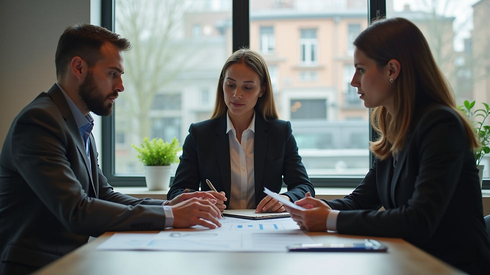 Close-up view of a business team discussing a project