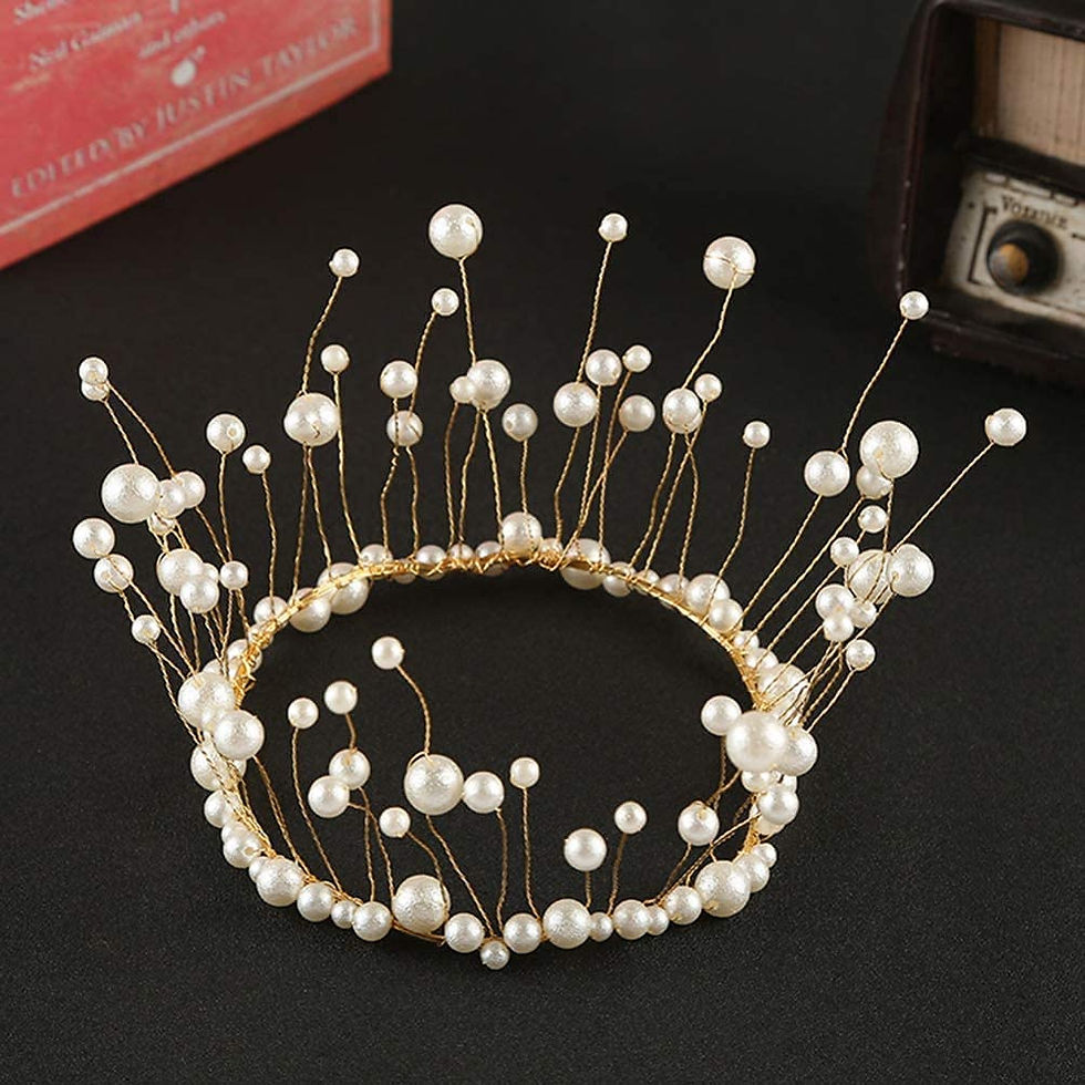 Thumbnail: White Pearl Crown Cake Topper