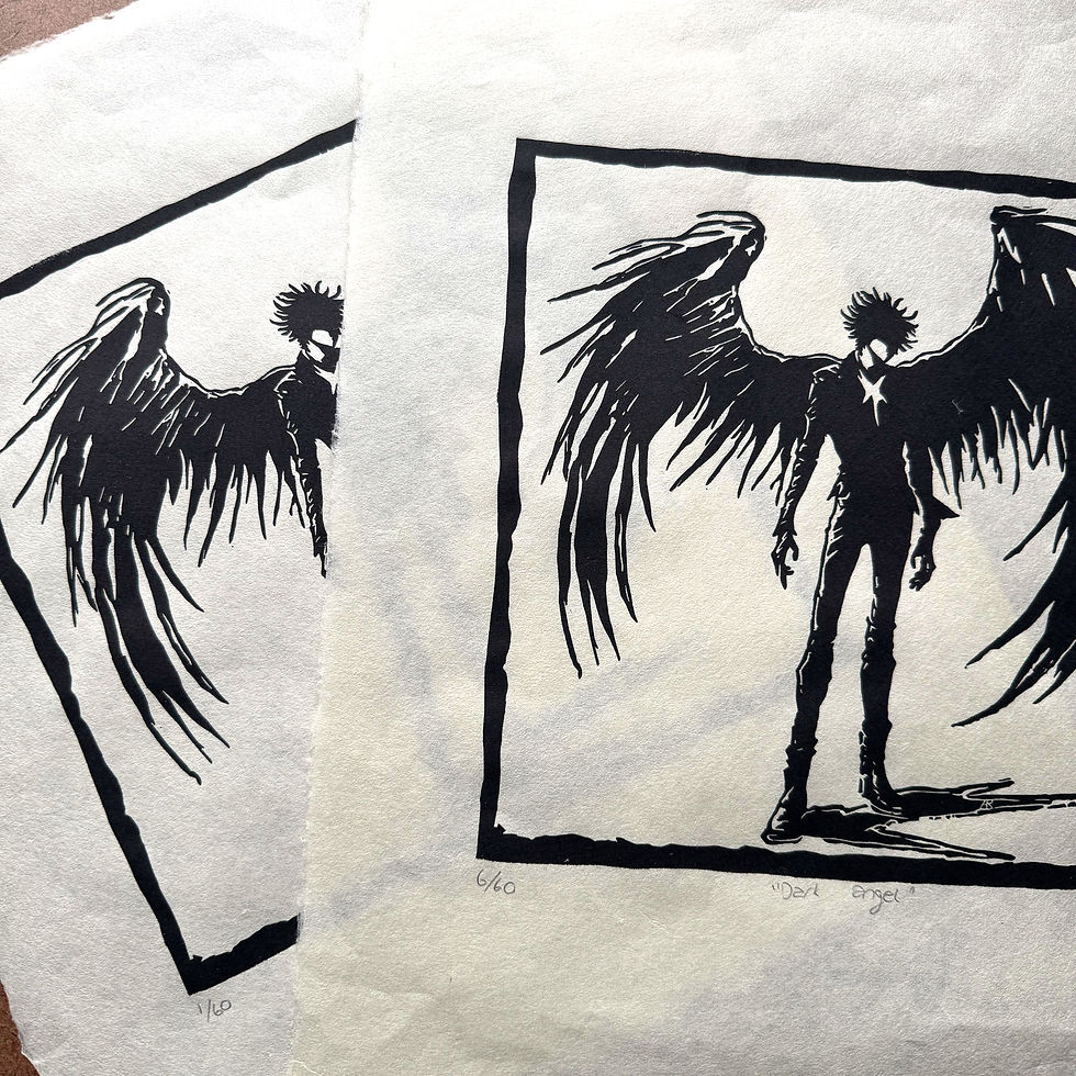 Thumbnail: Dark Angel - Limited Edition Linocut Print